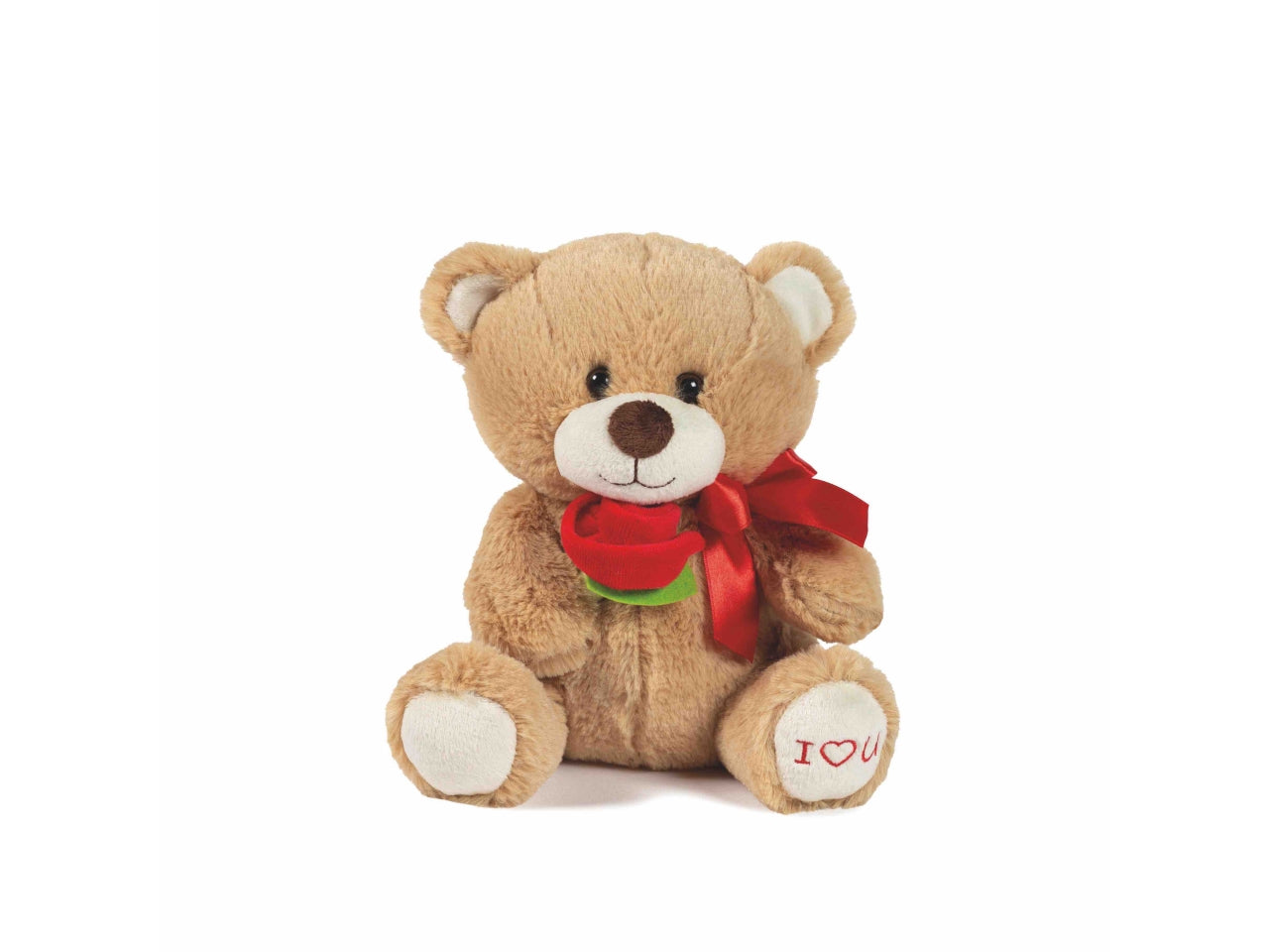 Peluche orso 25cm  con rosa rossa e ricamo