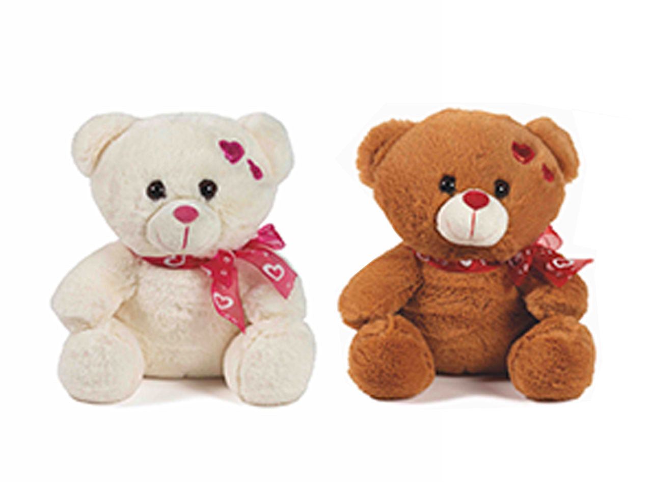 Peluche orso 23cm con fiocco + ricamo cuore