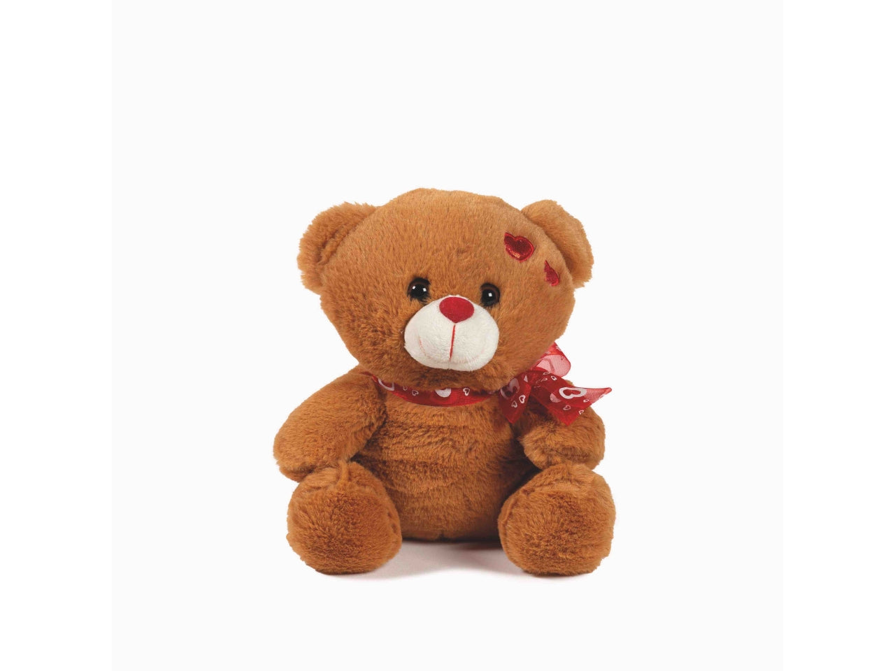 Peluche orso 23cm con fiocco + ricamo cuore