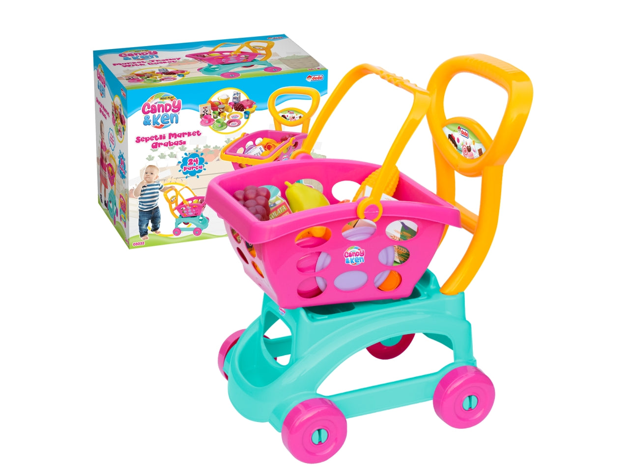 Carrello spesa 2 in 1 con 16accessori 38xh31cm