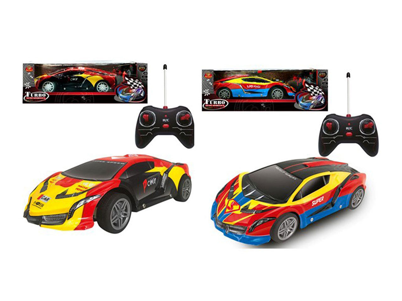 Auto sportiva radiocomandata in scala 1:16 4 canali h.11x35cm in 2 assortimenti