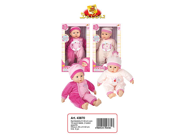 Baby coccole 40cm c/16 versi  43870