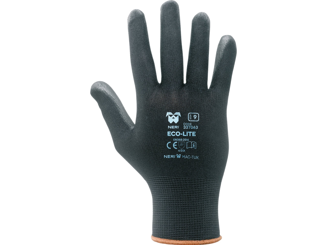 Guanti di colore nero a filo continuo in 100% poliestere / poliuretano misura 10