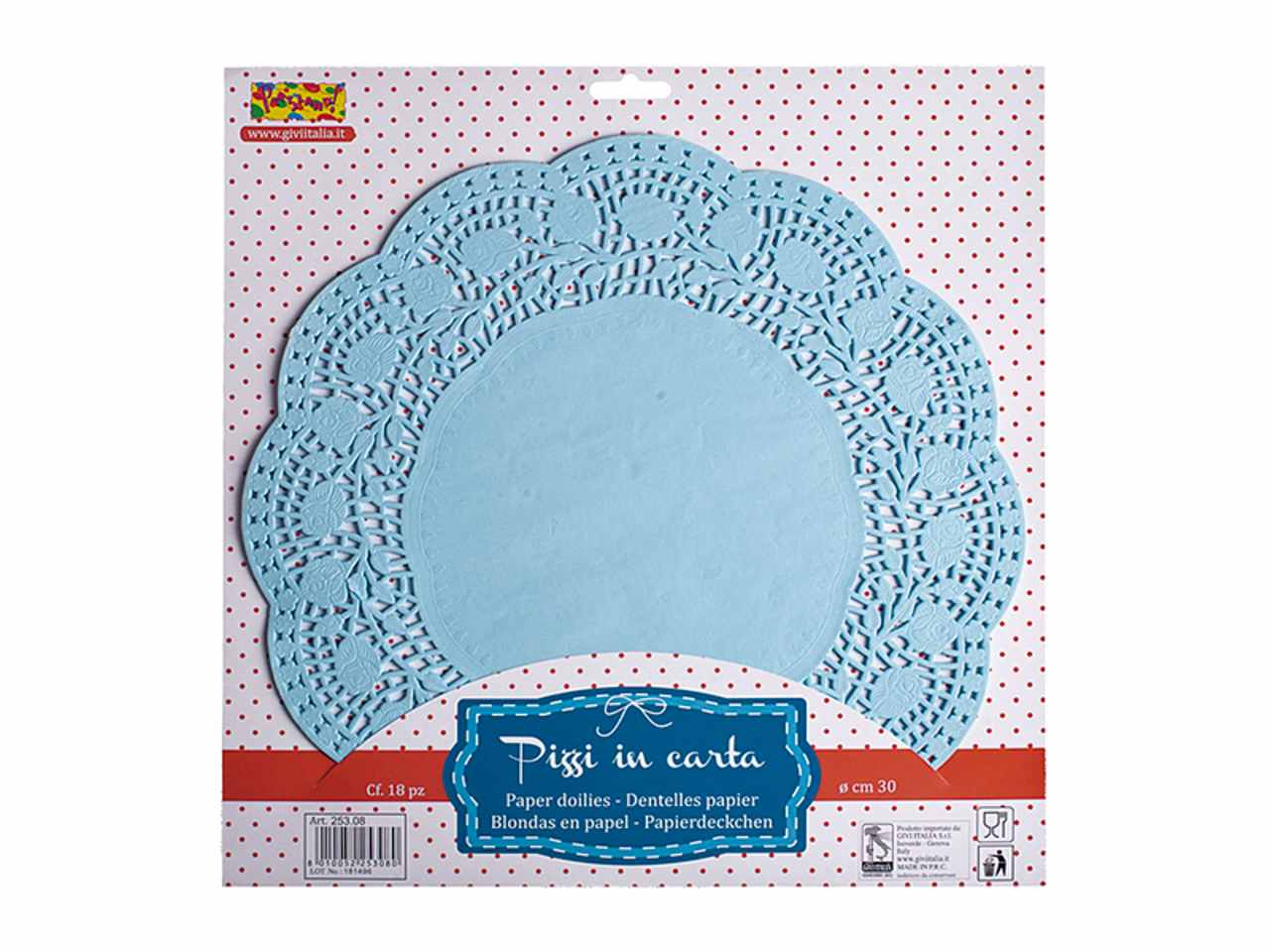 Centrino 18 pezzi pizzo azz.30,5cm25348