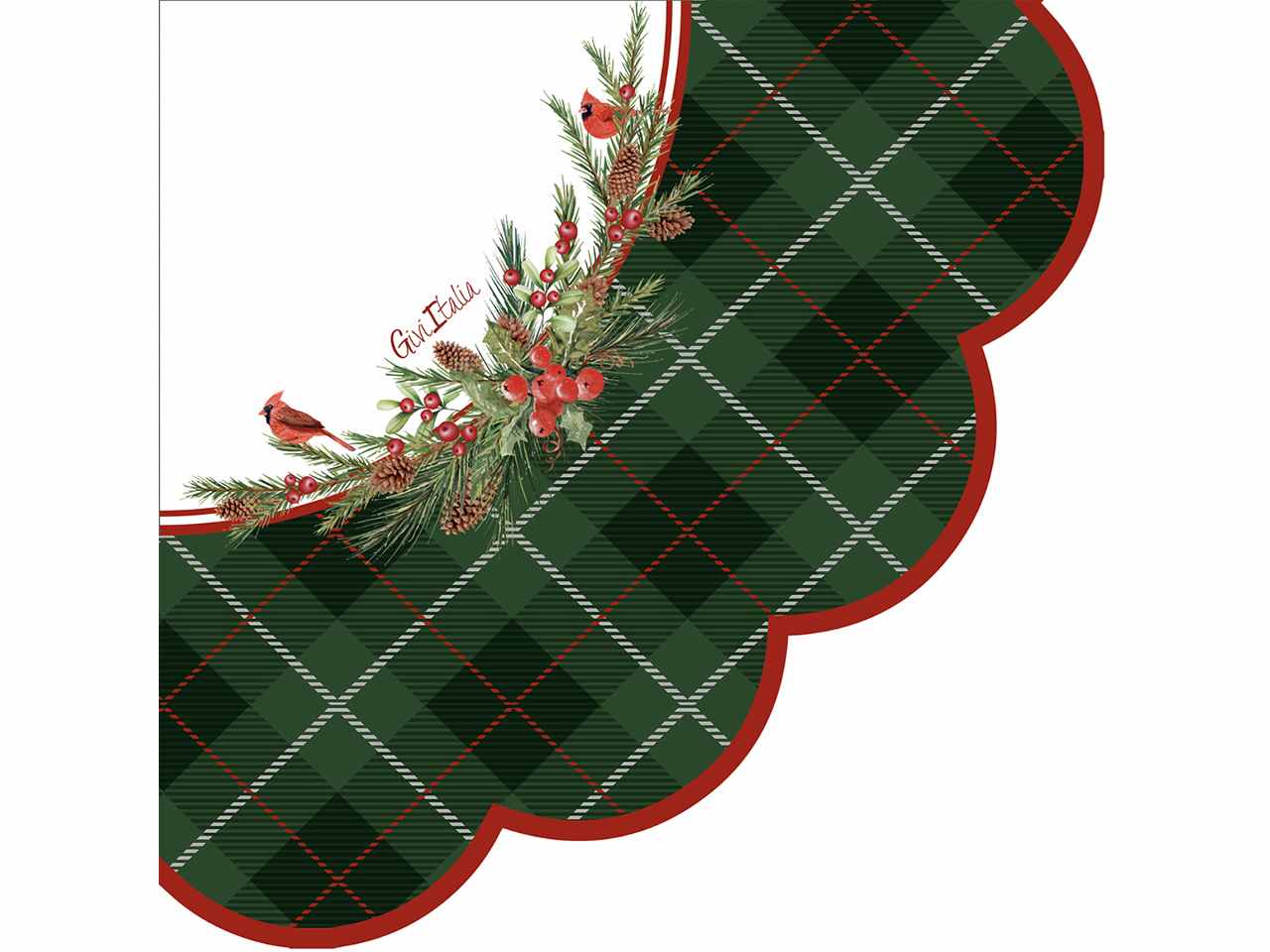 Tovaglioli verdi tartan smerlo cuore cm33x33 16 pezzi