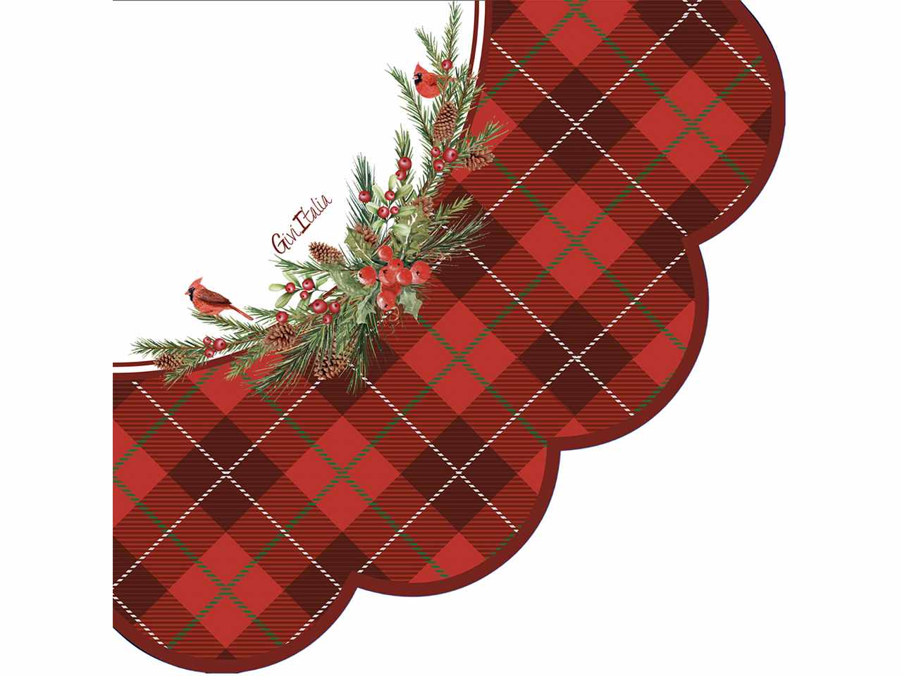 Tovaglioli rossi tartan smerlo cuore cm33x33 16 pezzi