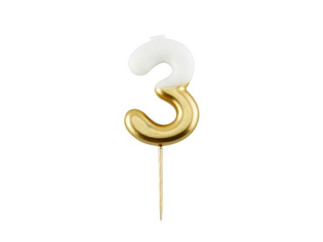 Candelina n.3 10,5cm bianco/oro 50643