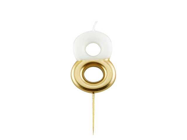 Candelina n.8 10,5cm bianco/oro 50648