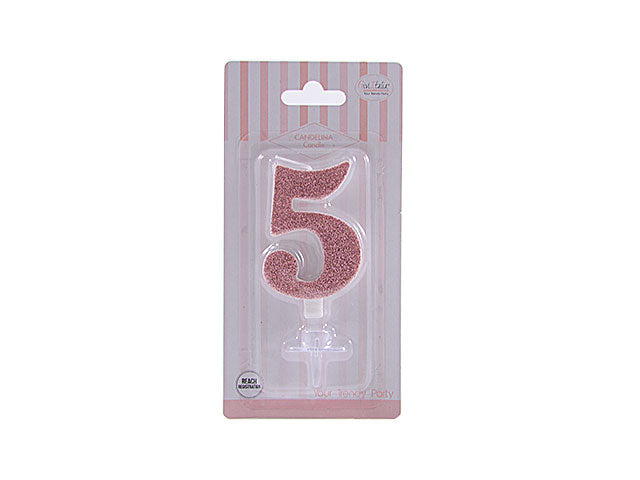 Candelina glitter n.5 9,5cm rose gold 50765