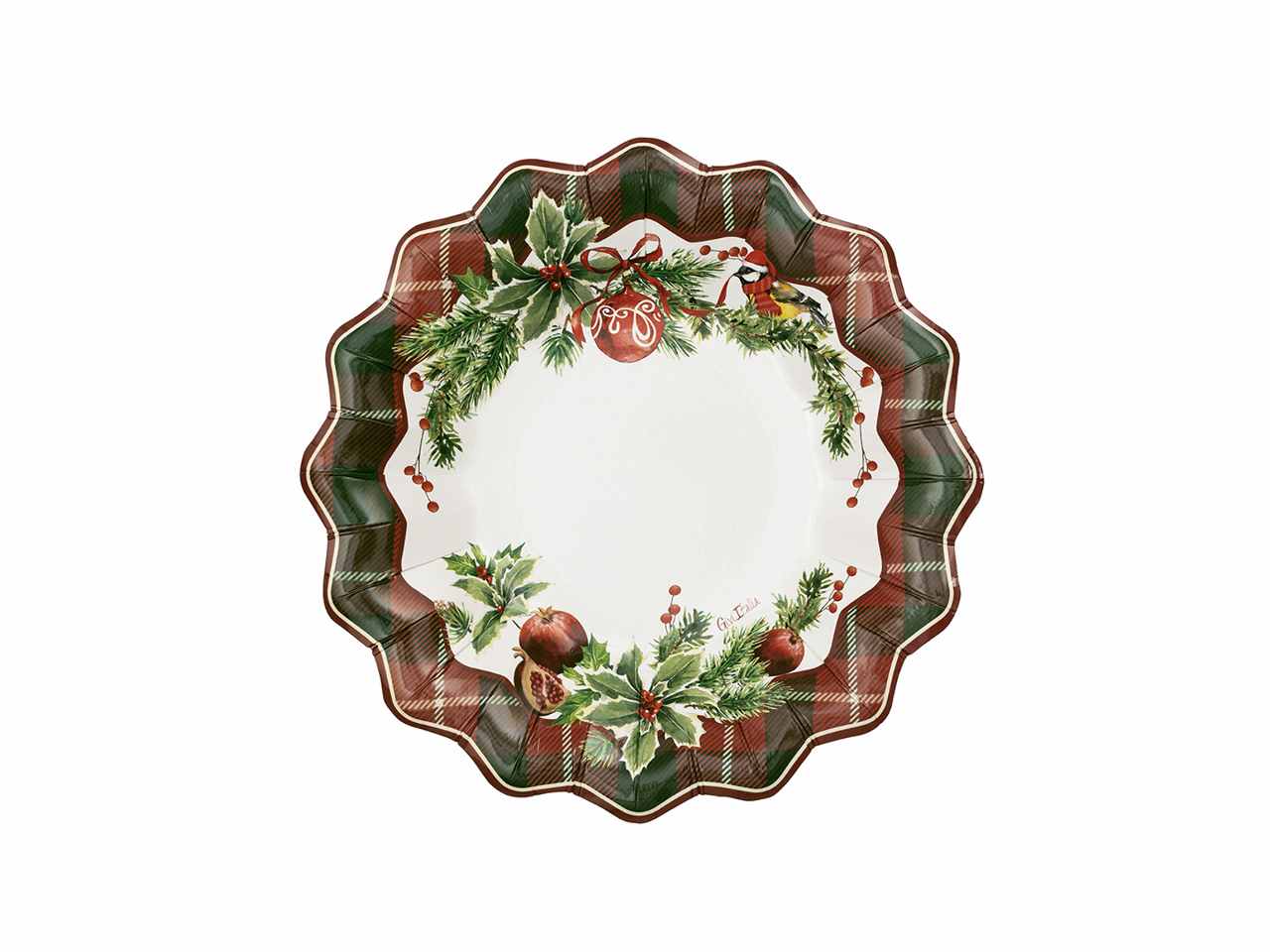 Piatti fondi new shape cm.24 tartan christmas 8 pezzi