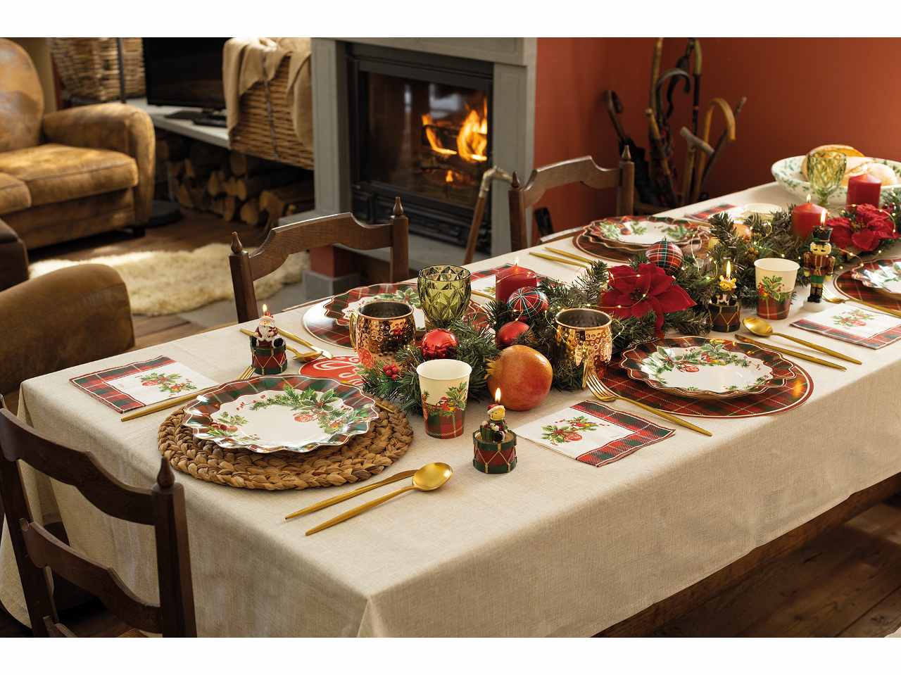 Tovaglioli 3 veli cm.33x33 tartan christmas 16 pezzi