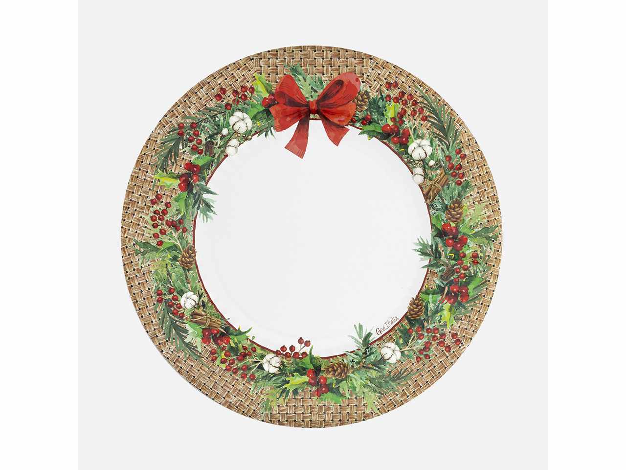 Piatti cm27 rattan christmas 8 pezzi