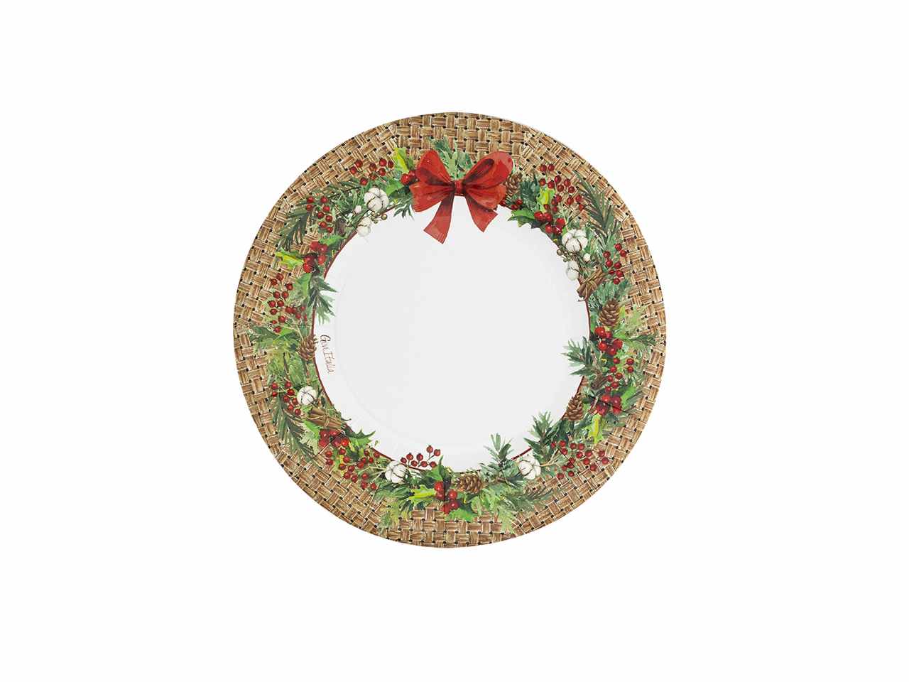 Piatti cm21 rattan christmas 8 pezzi