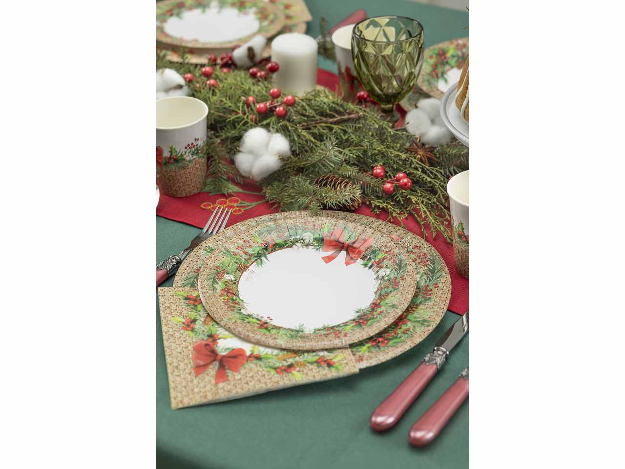 Piatti cm21 rattan christmas 8 pezzi