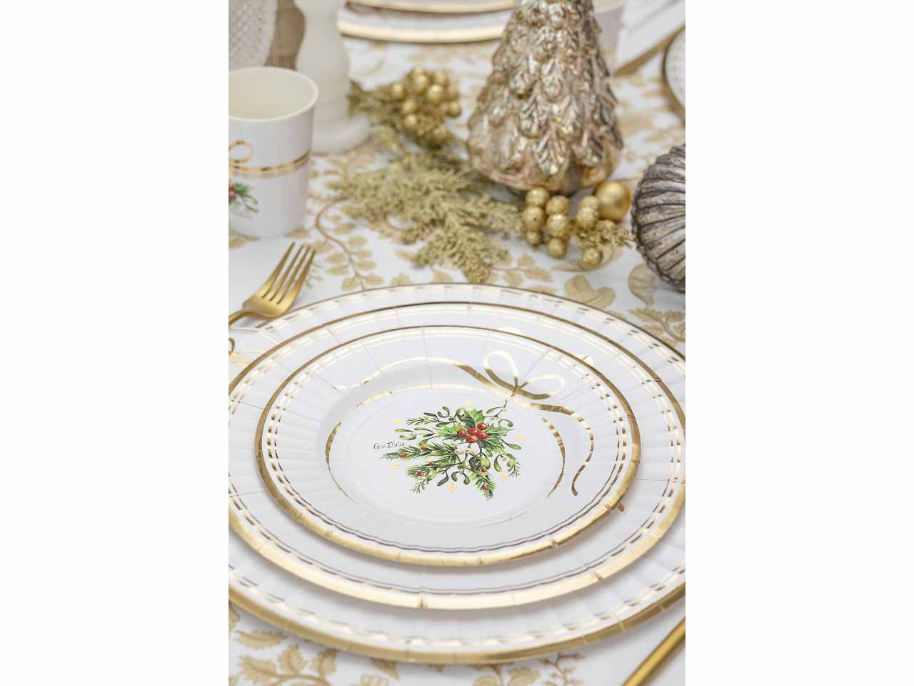Maxi piatti cm.33 merry gold christmas 6 pezzi