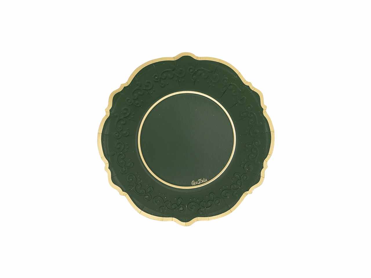 Piatti solid liberty cm.21 verde e oro 8 pezzi