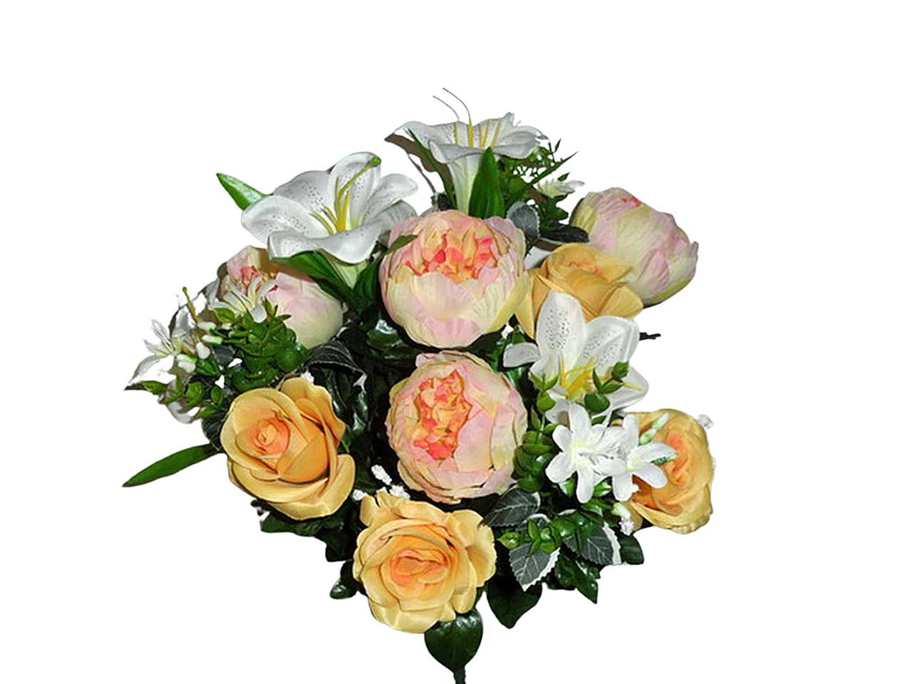 Mazzo peonie/rose rosa/crema x18 9113