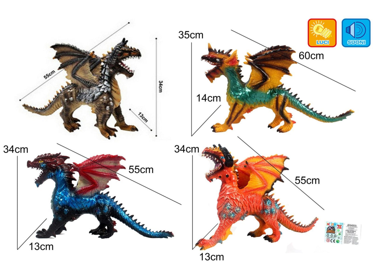 Drago con suoni 65cm