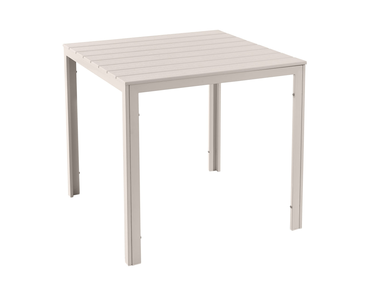 Tavolo tortora chiaro in metallo stile moderno da esterno forma quadrata 78x78x74 cm - Casa Collection