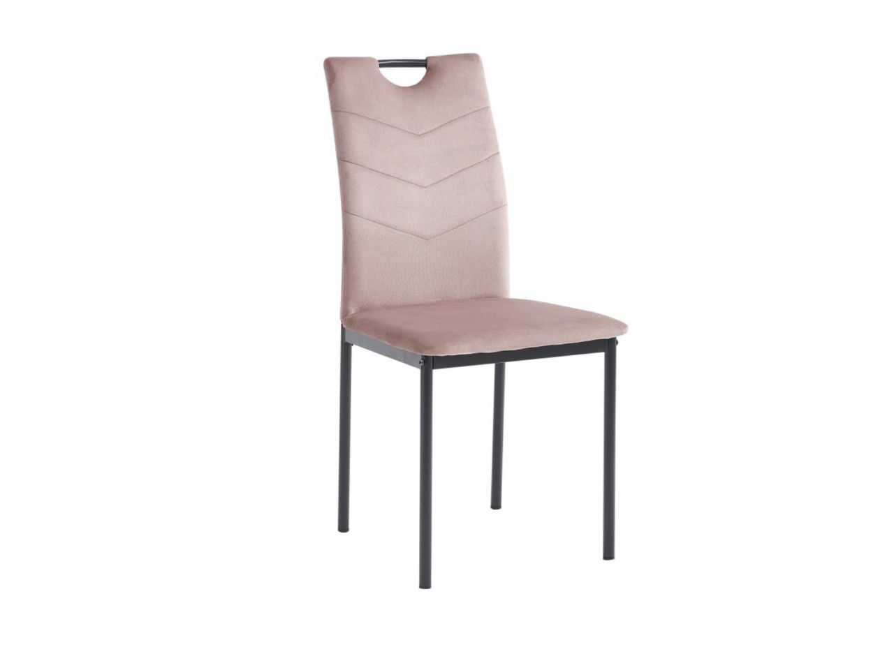 Sedia valery in velluto rosa con gambe nere