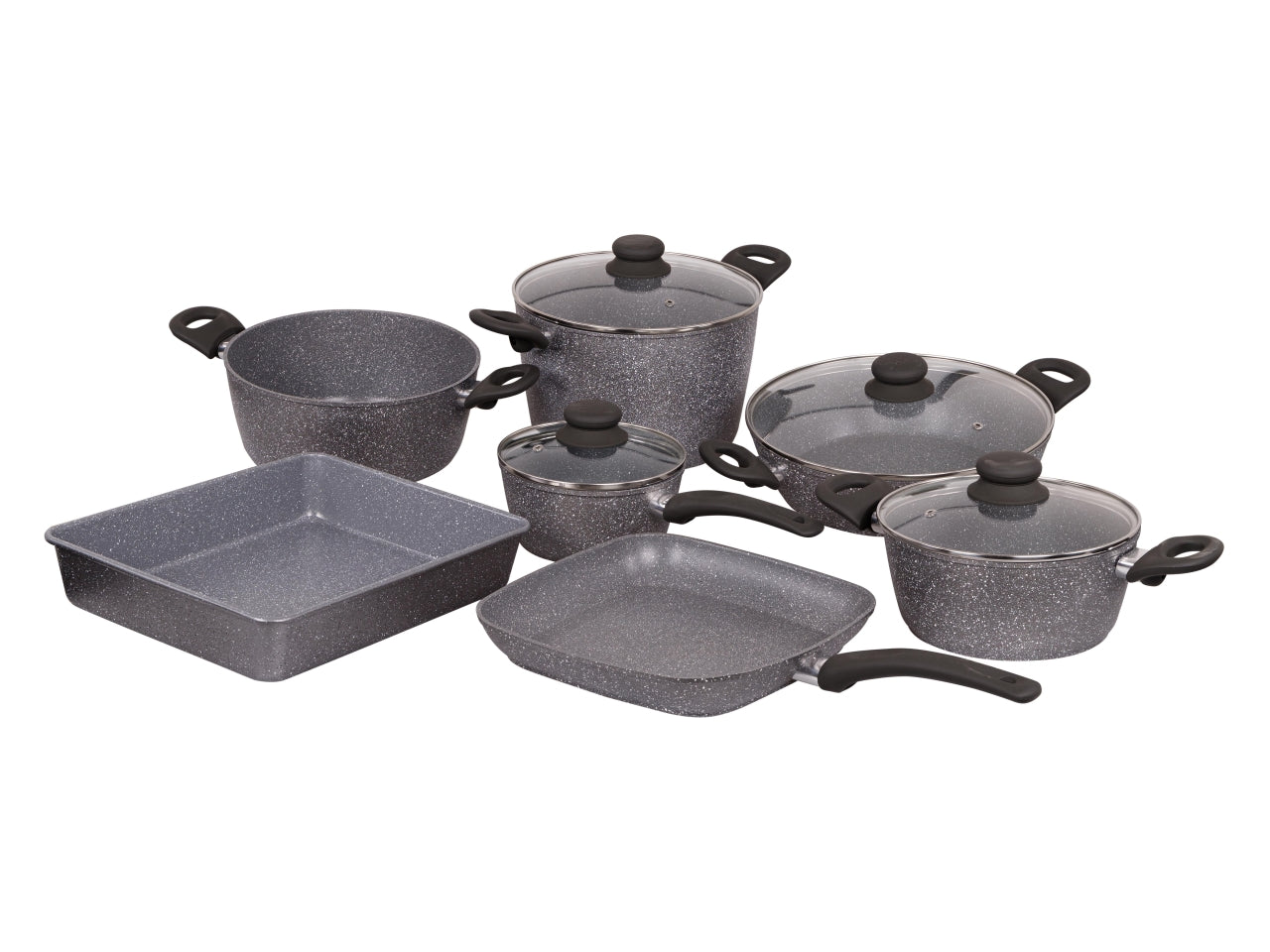 Batteria 11 pezzi silver rock in alluminio forgiato e carbon steel