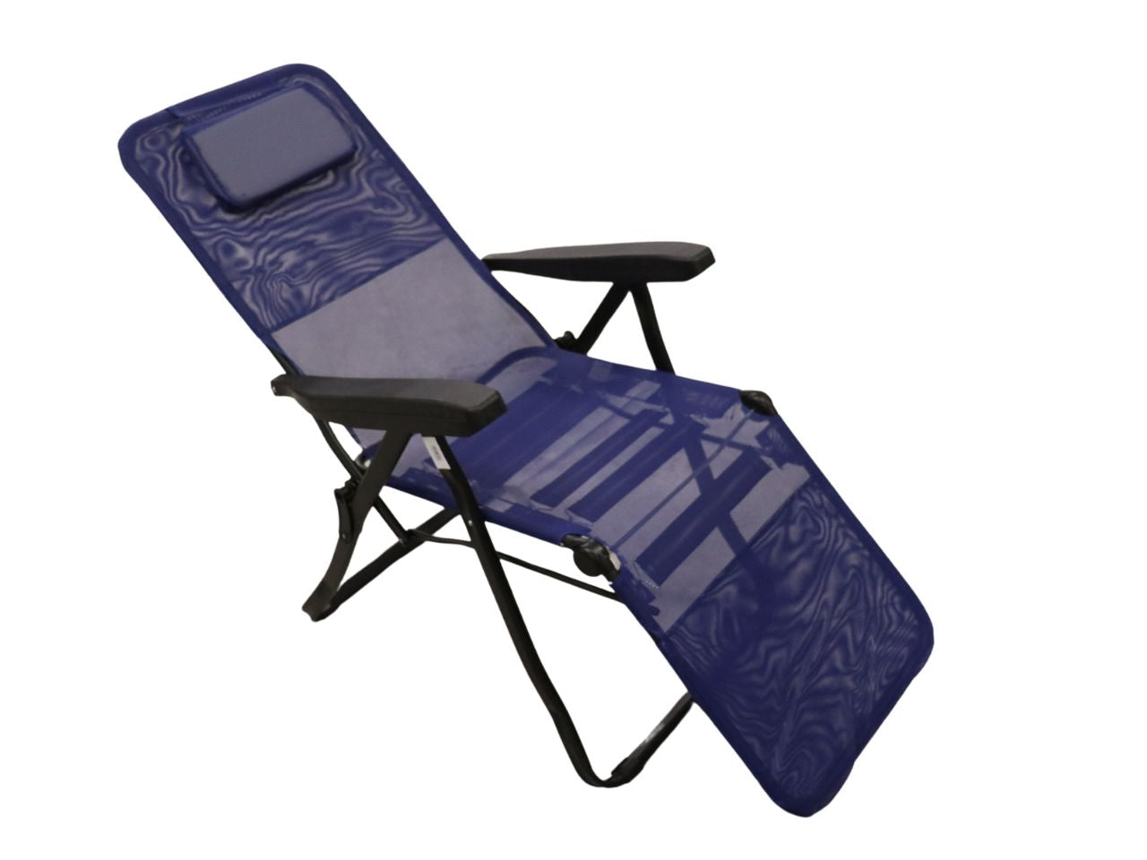 Sdraio reclinabile in acciao e tessuto pvc blu con cuscino, Gravity 6 posizioni regolabili - Metal Far