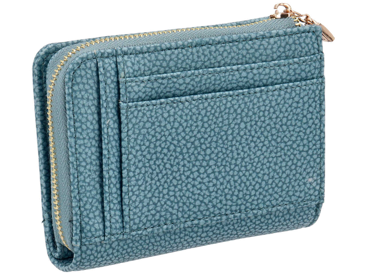 Portafoglio da donna in similpelle effetto martellato azzurro, 9x12x3 cm - Naj Oleari