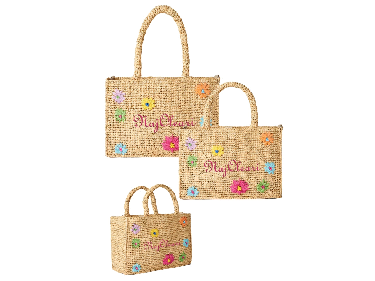 Borsa shopping, a mano e tracolla da donna colori assortiti in carta tessile e poliestere, set 3 pezzi - Naj Oleari