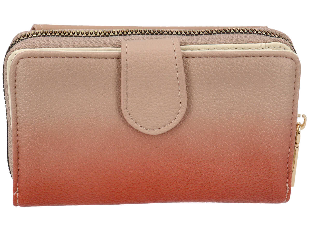 Portafoglio donna in similpelle beige sfumato, chiusura con cerniera e bottone, 10x15x3 cm - Naj Oleari