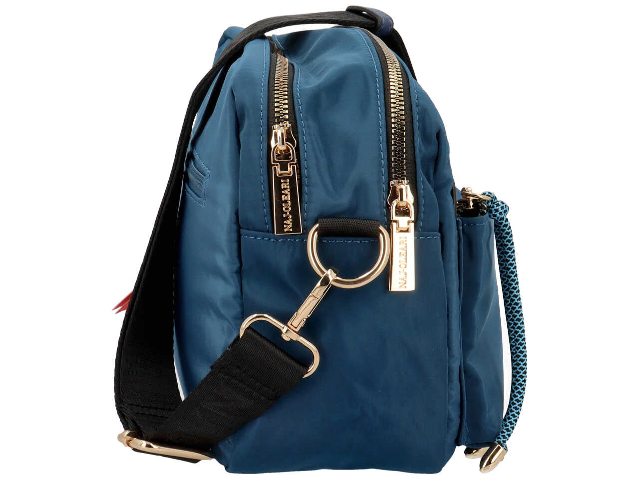 Borsa a tracolla da donna blu in tessuto con tracolla regolabile 19x24x12 cm Naj Oleari
