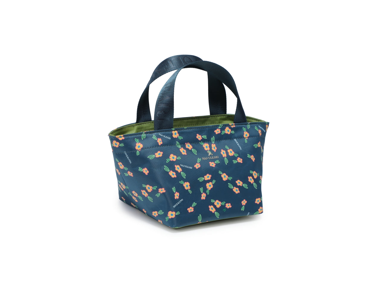 Borsa a mano Naj Oleari da donna in poliestere blu ottanio con fantasia floreale 30x15x17 cm