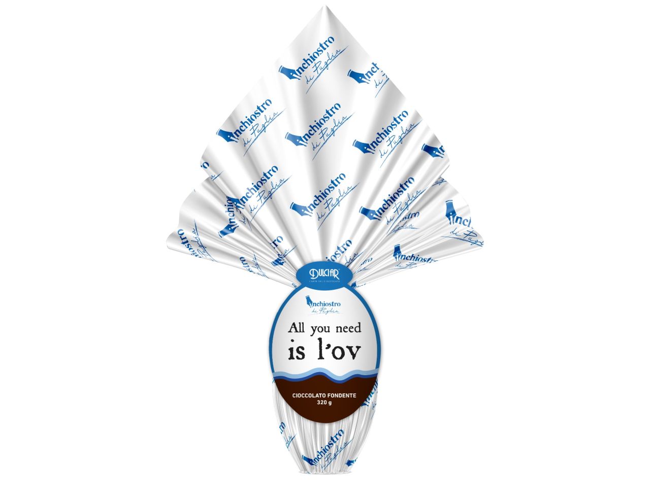 Uovo 320gr inchiostro di puglia fazzoletto cioccolato fondente