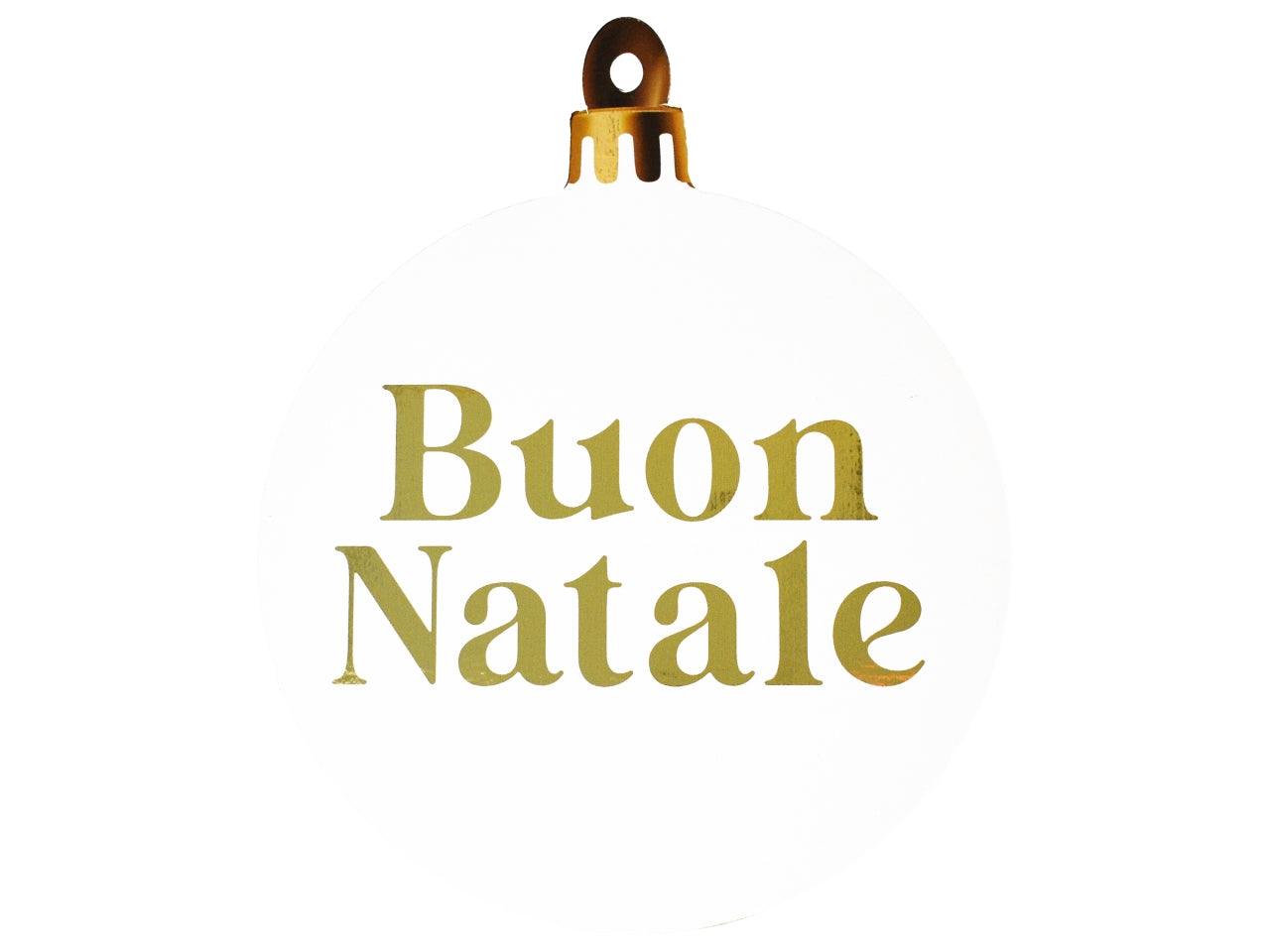 Sfera di natale bianca con scritta buon natale color oro diametro 48cm in becks 5mm con foro per appenderla