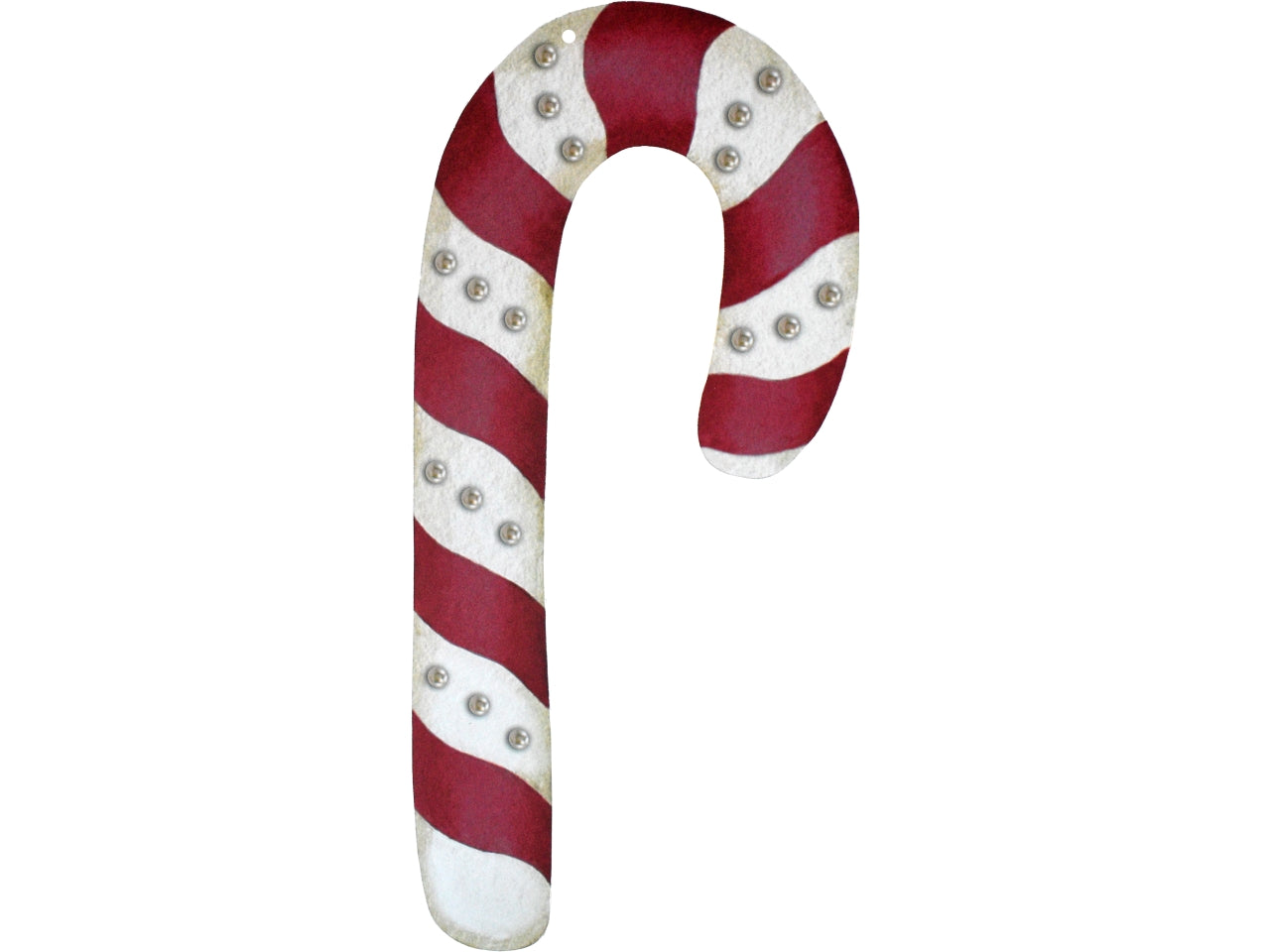 Decorazione di natale pearl stick a righe rosse e bianche ruby 23x59cm in becks 5mm