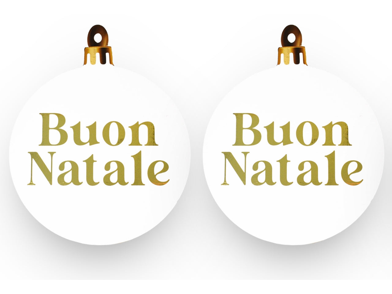 Sfera di natale bianca con scritta buon natale color oro diametro 19cm in becks 5mm con foro per appenderla - La confezione contiene 2 sfere