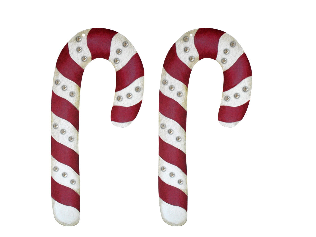 Decorazione di natale pearl stick a righe rosse e bianche ruby 18x40cm in becks 5mm - la confezione contiene 2 candy canes con foro da appendere