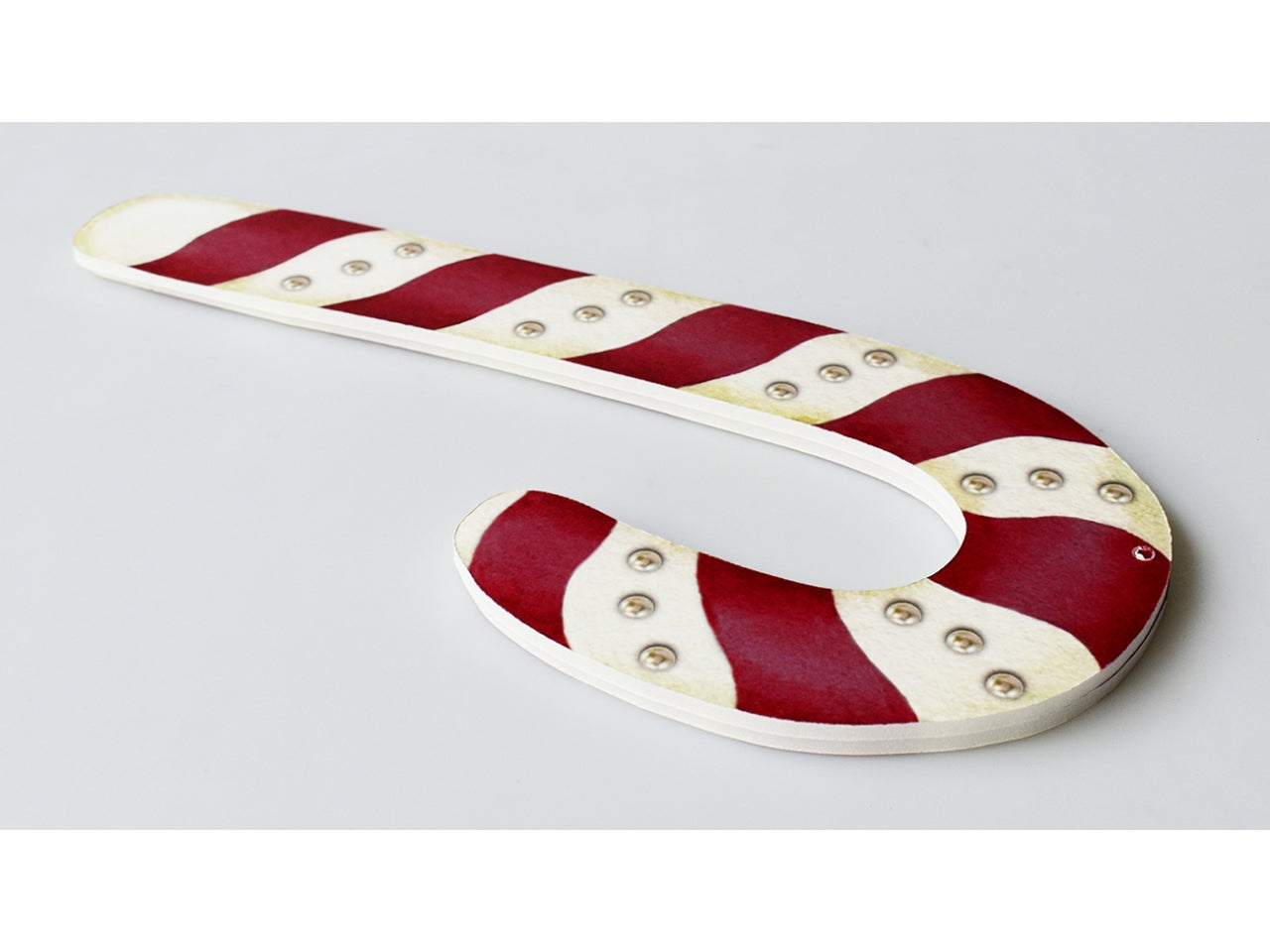 Decorazione di natale pearl stick a righe rosse e bianche ruby 18x40cm in becks 5mm - la confezione contiene 2 candy canes con foro da appendere