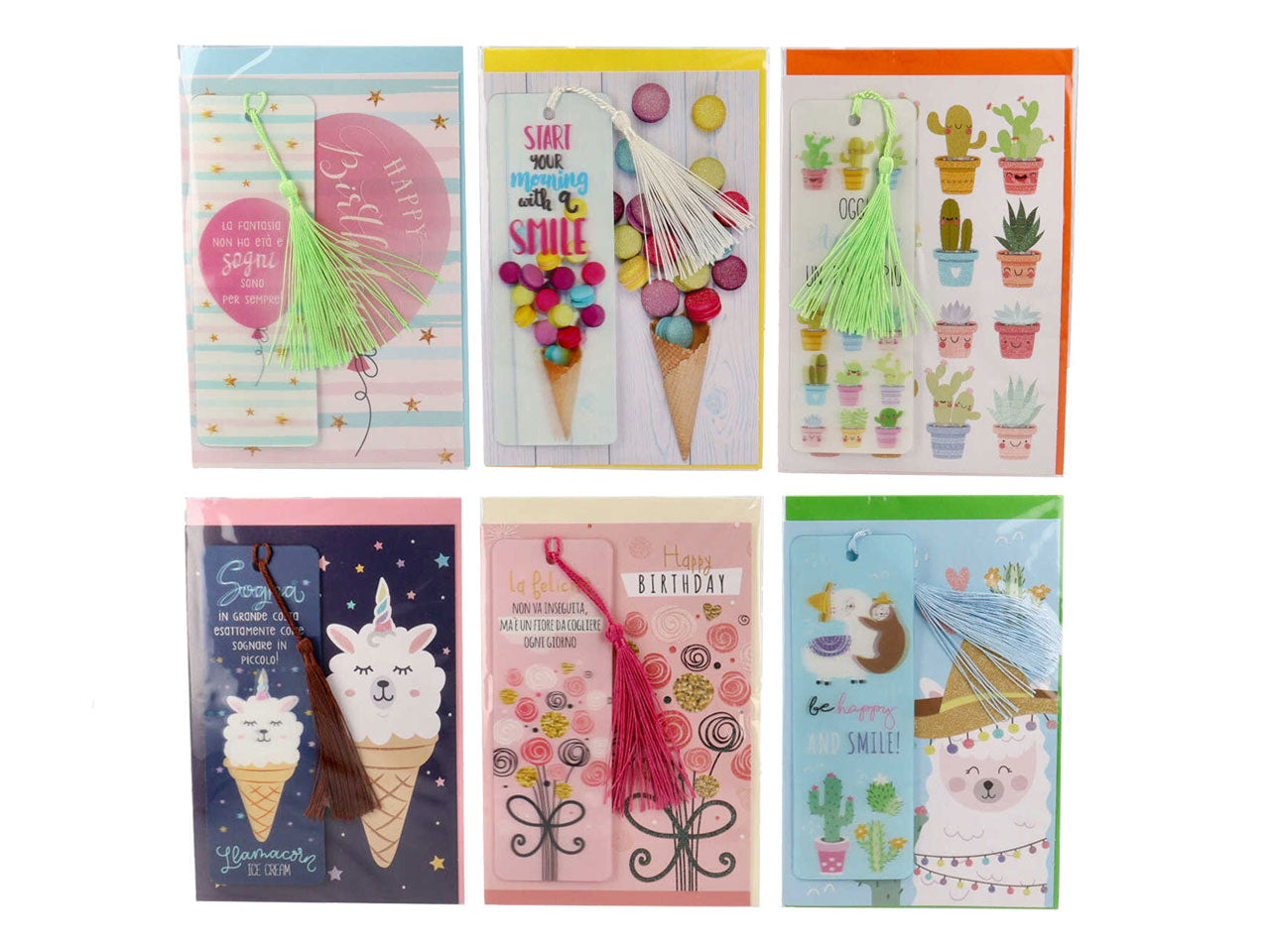 Biglietti auguri per compleanno con segnalibro linea cartomania greetings lenticolare con glitter misura 11,8x16,10cm