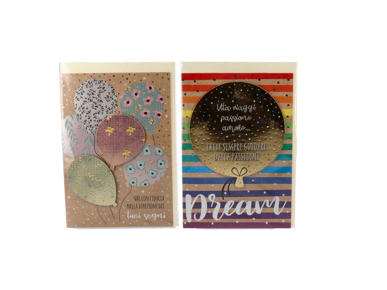 Biglietti per auguri kraft linea cartomania greetings con foil oro olografico con applicazioni 3d misura 11,8x16,13cm