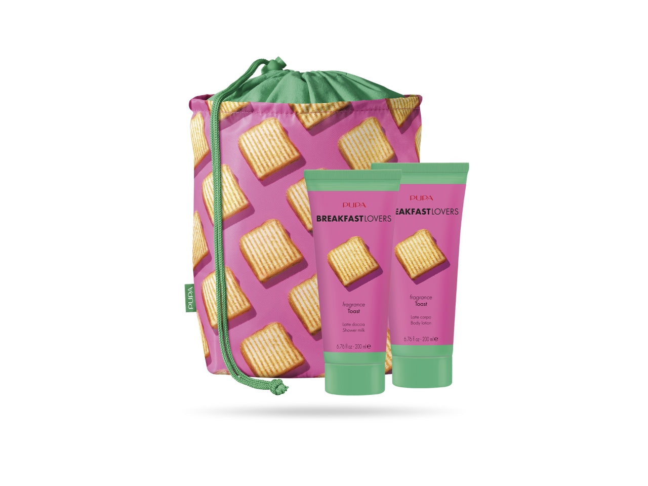 Pupa breakfast lovers kit 1 con latte doccia e latte corpo da 200ml fragranza toast