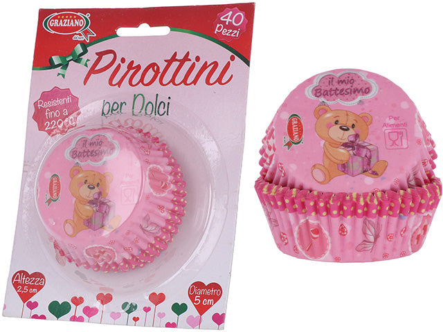 Pirottini battesimo rosa n7 40 pezzi