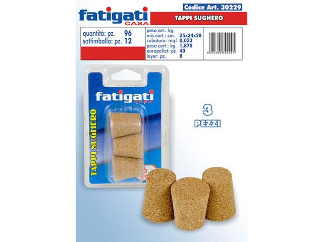 Tappo sughero 3 pezzi 30229