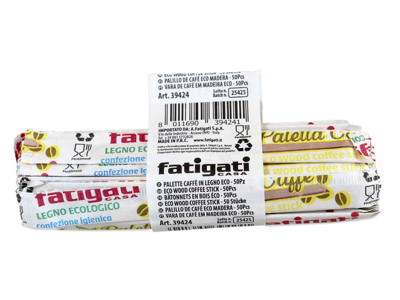 Palettine in legno per caffe' imbustate singolarmente - blister da 5 palettine
