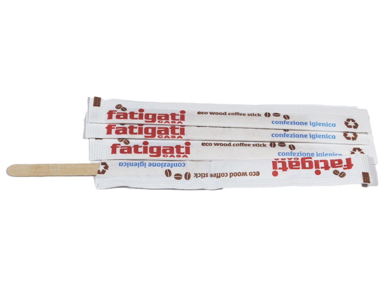 Palettine in legno per caffe' imbustate singolarmente - blister da 5 palettine