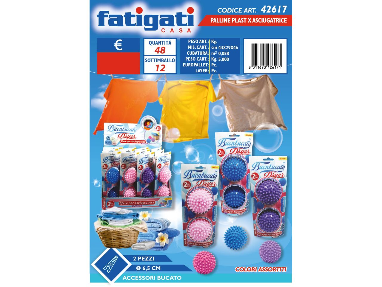 Palline in plastica per asciugatrice - la confezione contiene 2 palline