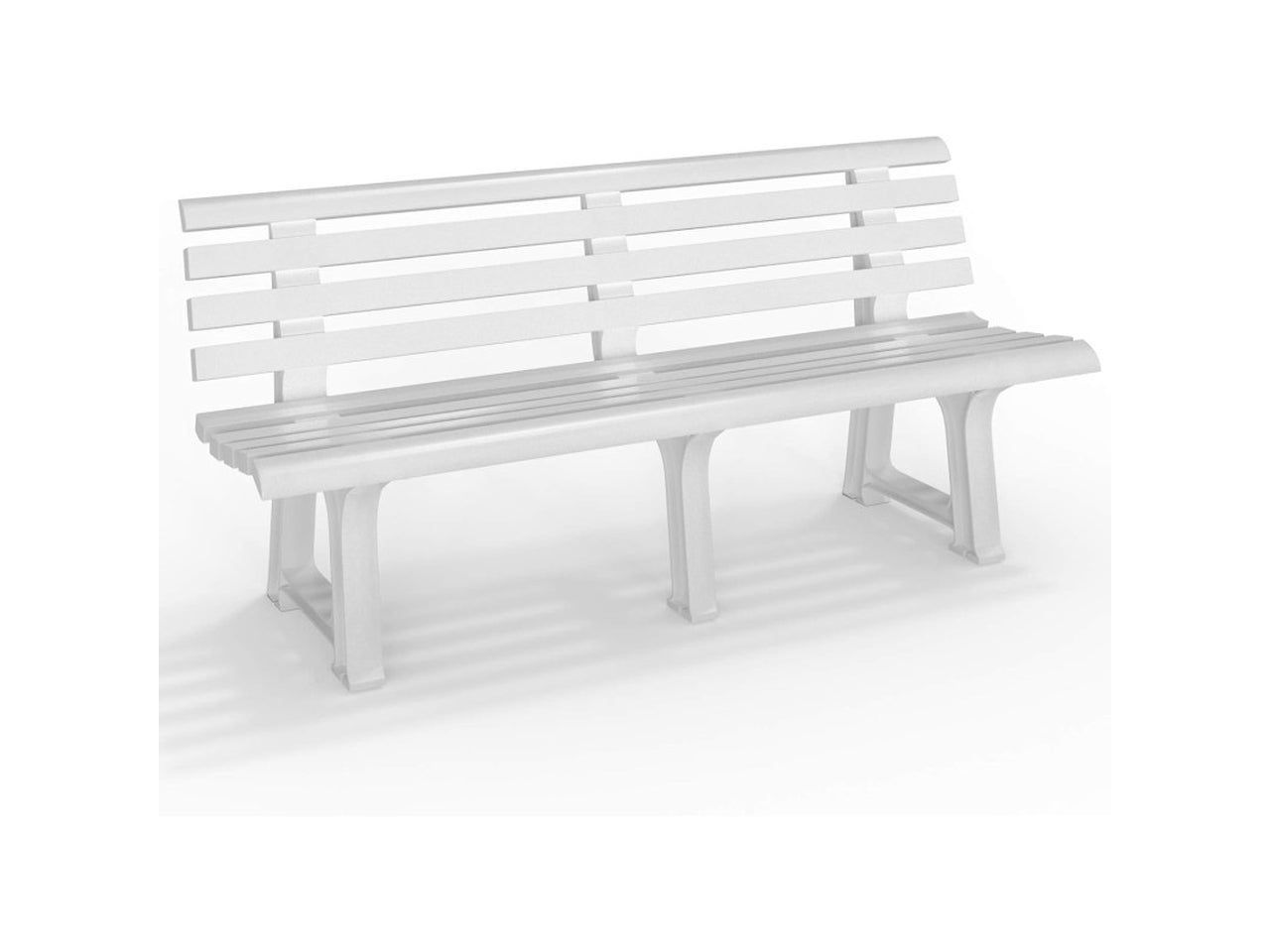 Panchina Isotta in plastica bianco per interno/esterno, Made in Italy, 149x51x75 cm - Plasticaltosele
