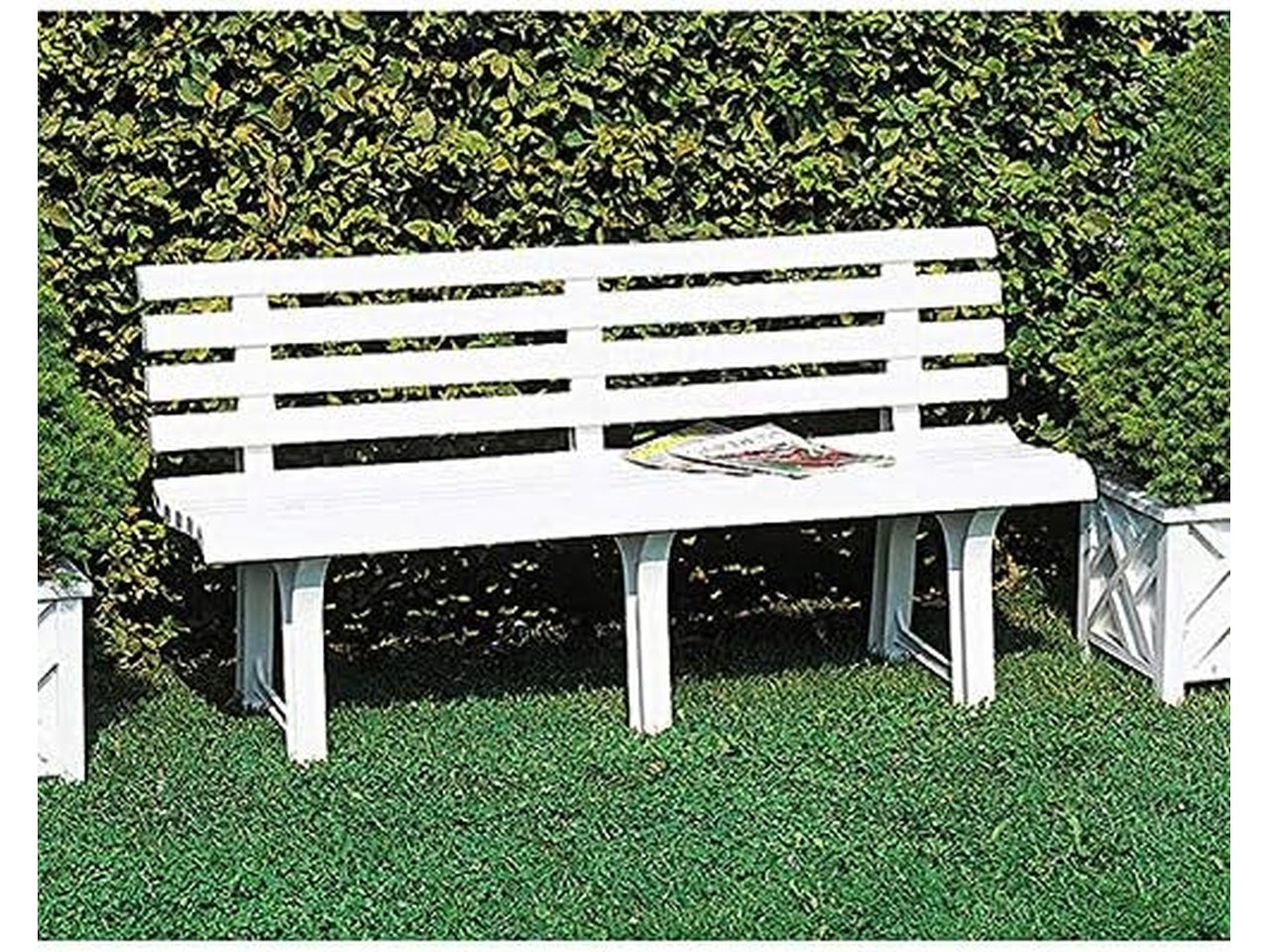 Panchina Isotta in plastica bianco per interno/esterno, Made in Italy, 149x51x75 cm - Plasticaltosele