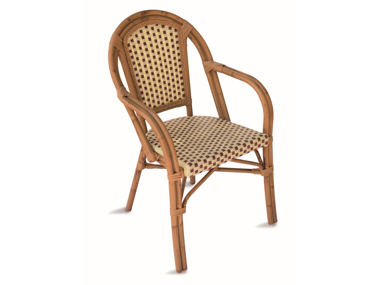 Poltroncina bistrot in alluminio ed ecorattan intrecciato