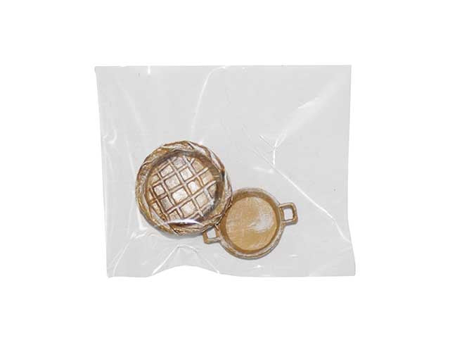 Accessorio per presepe, 2 pezzi cesto e padella e121-ba