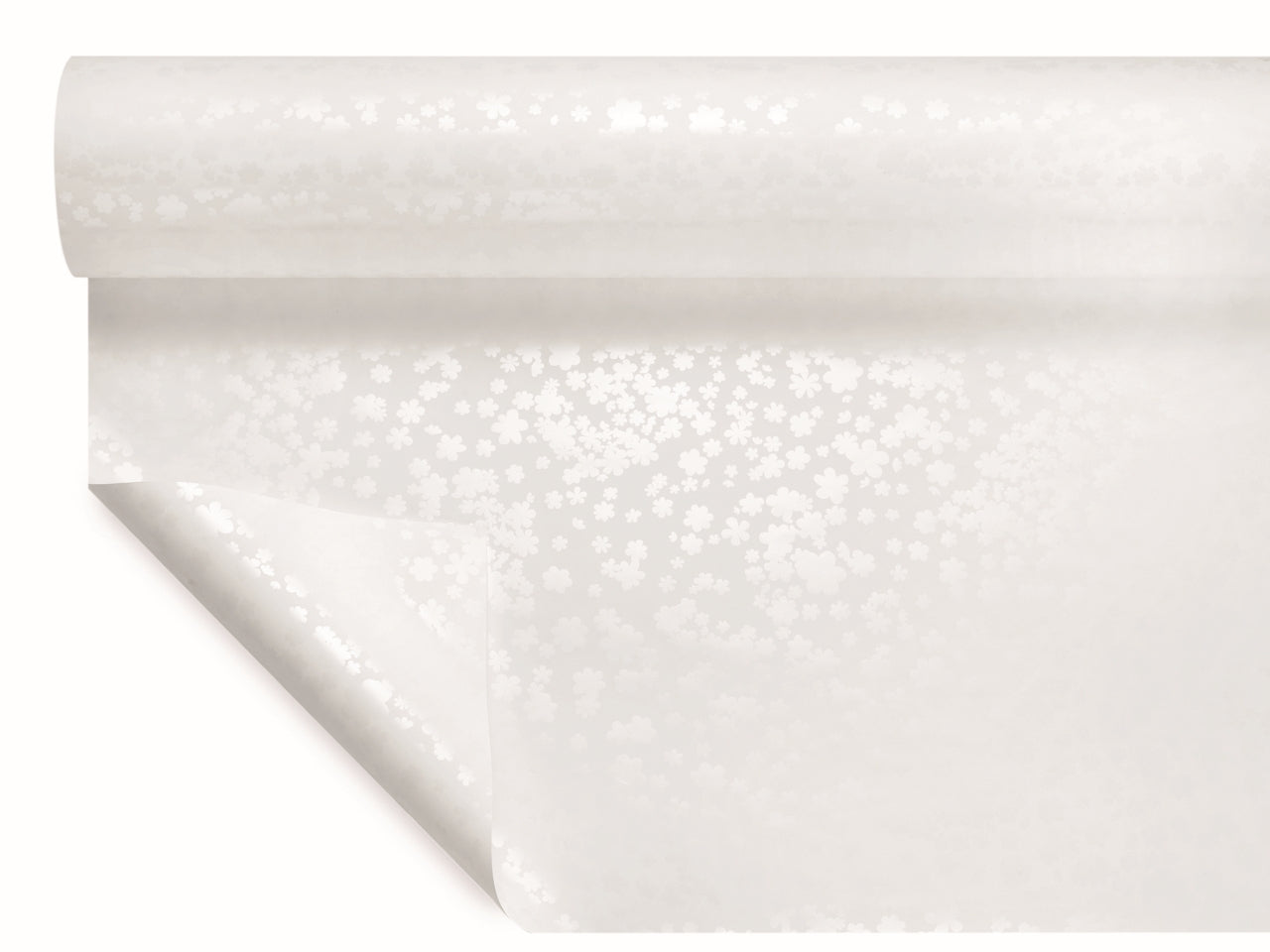 Rotolo carta regalo floreale bianco perla in polipropilene 1,00x25 m, Millefiori Pearly - Piennepi